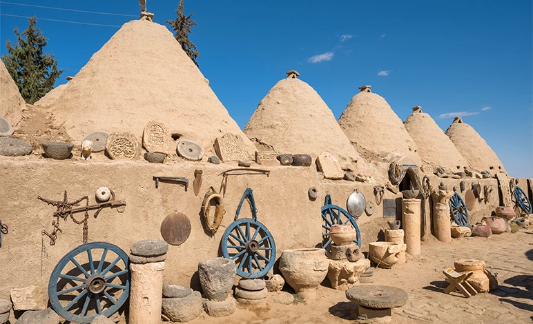Beehive structures in Harran, Turkey. This modern historical village is the site of a major city in ancient Upper Mesopotamia.