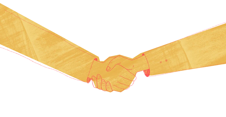 Illustration of a man shaking a woman's hand