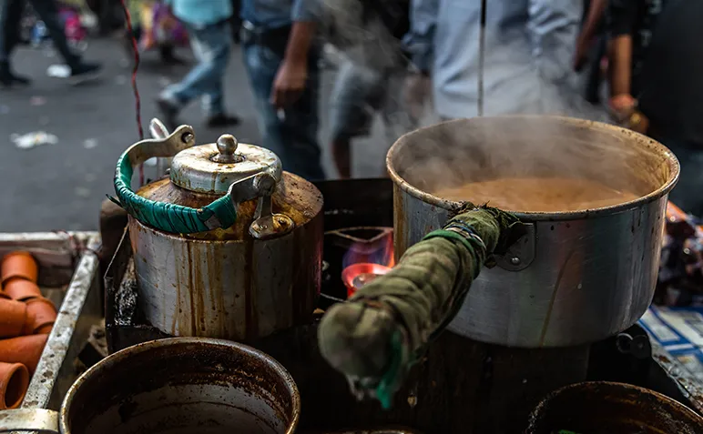 Chai being made at a market