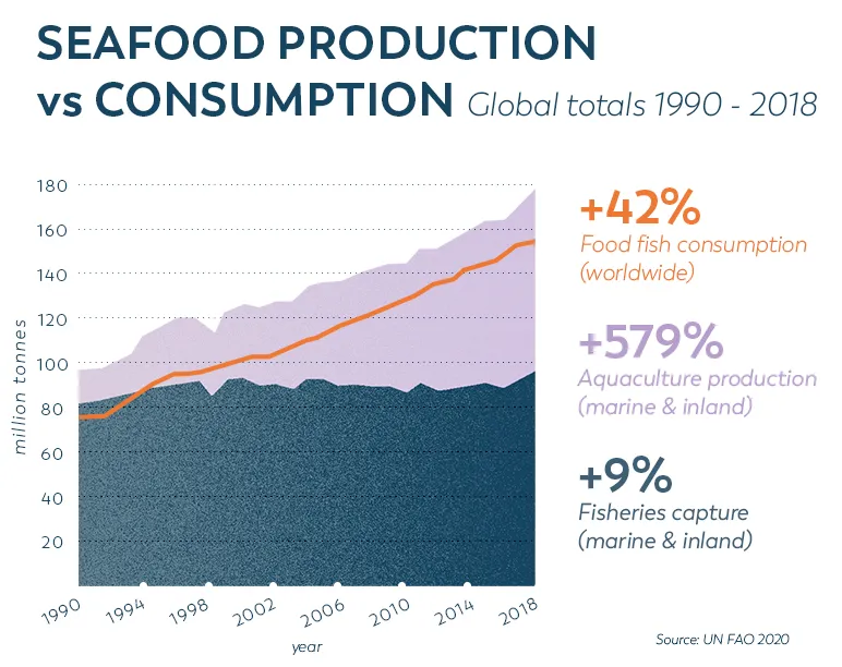 Seafood production vs consumption