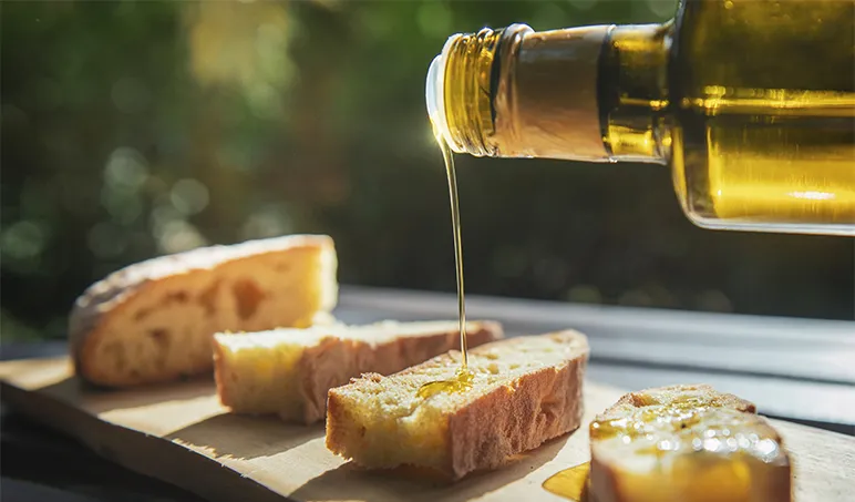 Olive oil on bread
